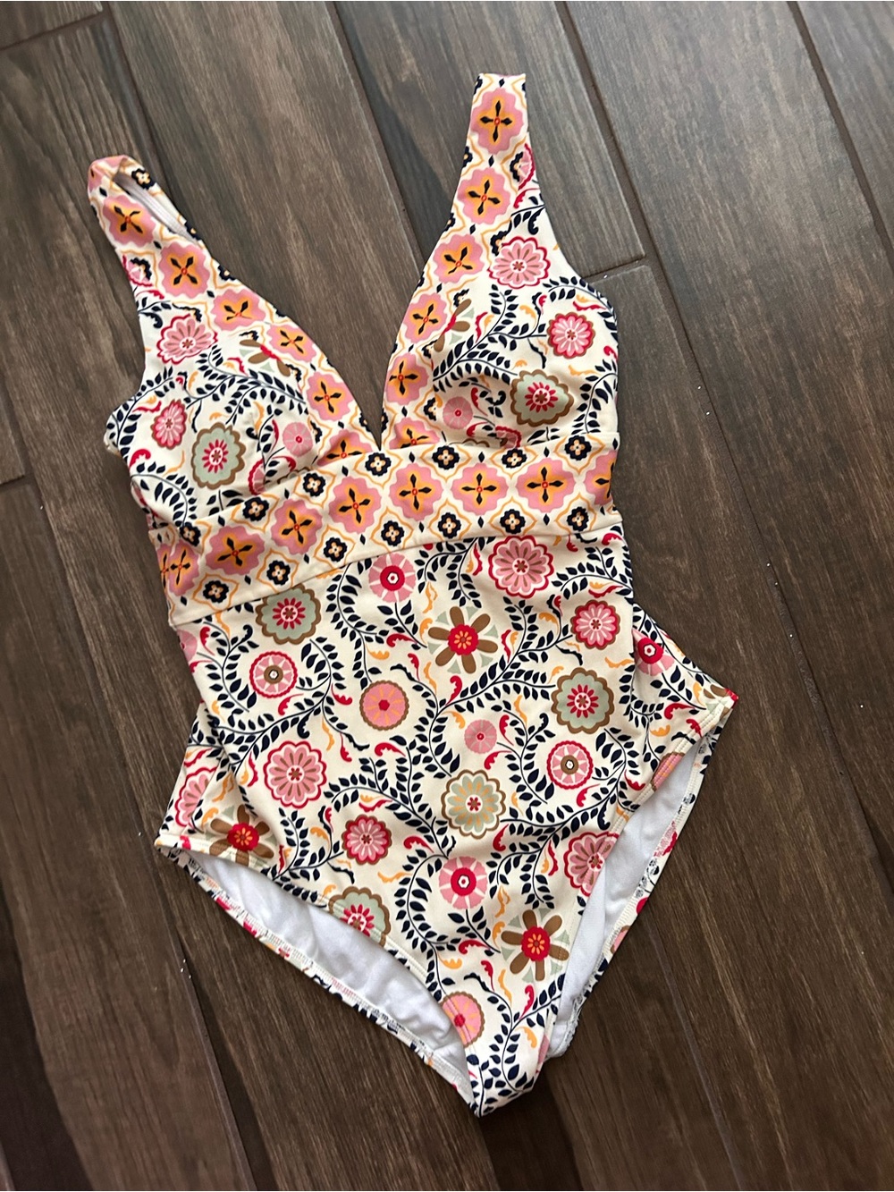 Boden Porto V-Neck One Piece Floral Print Swimsuit Sz 8R US